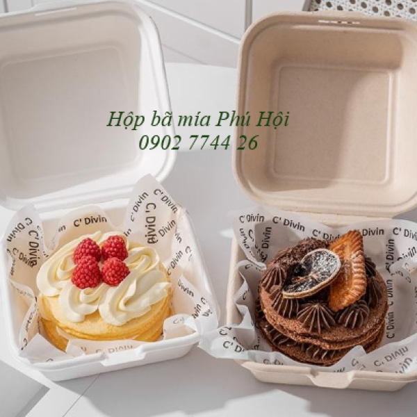 Hộp bã mía vuông đựng hamburger